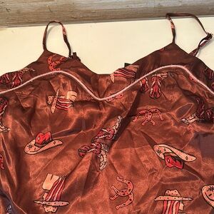 Brown Satin Western Print Camisole